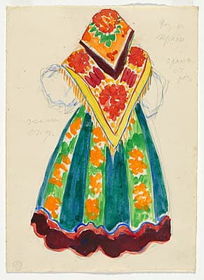 Natalia GONCHAROVA | Costume design for a peasant woman, back view