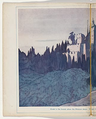 Léon BAKST | Castle in the forest where the Princess sleeps – set design for Scene 2, Act 3 from The Sleeping Princess