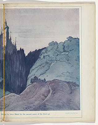 Léon BAKST | Castle in the forest where the Princess sleeps – set design for Scene 2, Act 3 from The Sleeping Princess