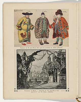 José-María SERT | Costume designs for Ballet de l'Astuce Féminine / Panorama of Rome – model for Act 3 of Ballet de l'Astuce Féminine