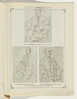   | M. Igor Stravinsky, composer of Le Sacre du Printemps / M. Eric Satie, composer of Parade / M. Manuel de Falla, composer of Le Tricorne