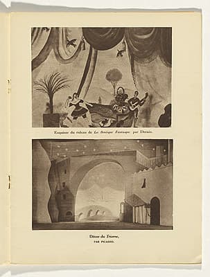 Pablo PICASSO | Curtain design for La Boutique Fantastique [Esquisse du rideau de La Boutique Fantastique] / Set for Le Tricorne [Décor du Le Tricorne]