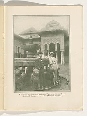  UNKNOWN PHOTOGRAPHER | Manuel de Falla, composer for Le Tricorne, and Léonide Massine near the Fontaine aux Lions in l’Alhambra de Grenade [Manuel de Falla, auteur de la musique de Le Tricorne, et Léonide Massine auprès de la Fontaine aux Lions dans l’Alhambra de Grenade]