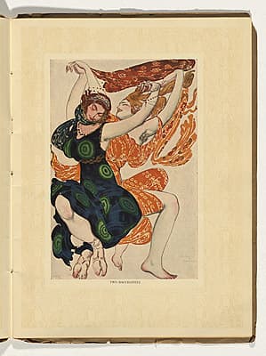 Léon BAKST | Costume design for two bacchantes from Narcisse