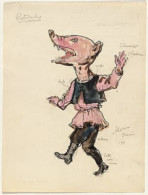 Alexandre BENOIS | Costume design for a reveller in a pig mask