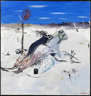 Arthur BOYD | Kneeling figure with canvas and black can