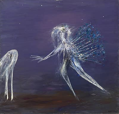 Arthur BOYD | White Nebuchadnezzar (blind) and white dog on a starry night