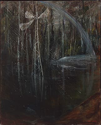 Arthur BOYD | Black pond, windmill in the rain