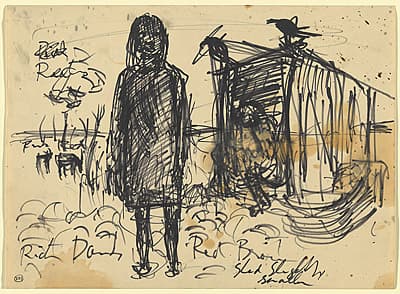 Arthur BOYD | Aboriginal woman by a shed