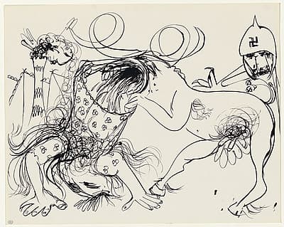 Arthur BOYD | Beast devouring figure before Nazi soldier and factory