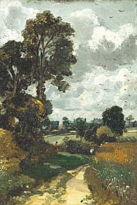 John CONSTABLE | A country lane, with a church in the distance