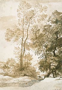 John CONSTABLE | Landscape with trees and deer, after Claude