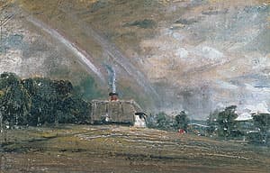 John CONSTABLE | Landscape study, cottage and rainbow