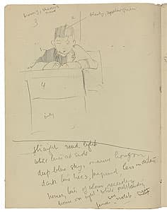 Grace COSSINGTON SMITH | (Sketch of boy for painting 'Boys drawing'; notes)