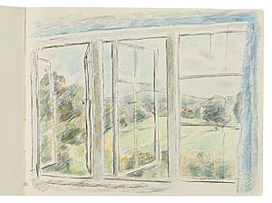 Grace COSSINGTON SMITH | (Fields, trees and hills seen through window)