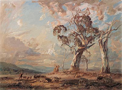 Hans HEYSEN | Approaching storm with bushfire haze