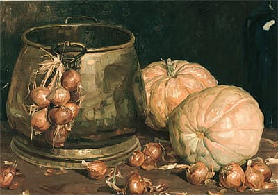 Hans HEYSEN | Still life with pumpkins and onions