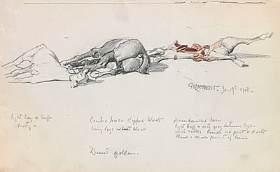 George LAMBERT | Study of dead horses, Moascar