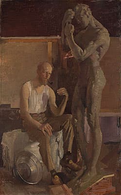 George LAMBERT | The artist and the Geelong memorial figure (Self portrait)