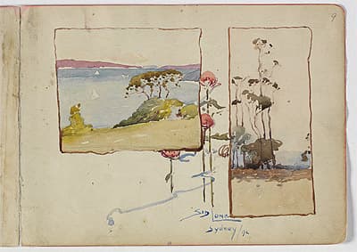 Sydney LONG | Sydney Harbour views, portrait of Muriel d Lissa and Self-portrait