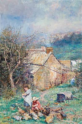 Frederick MCCUBBIN | The cottage children (Rain and sunshine)