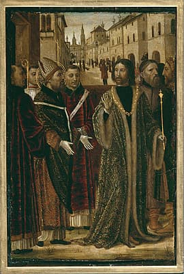 Ambrogio BERGOGNONE | Meeting of Saint Ambrose and the Emperor Theodosius [Incontro di sant'Ambrogio e l'imperatore Teodosio]