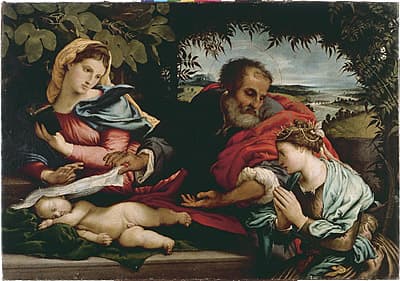 Lorenzo LOTTO | Holy family with Saint Catherine of Alexandria [Sacra famiglia con santa Caterina d'Alessandria]