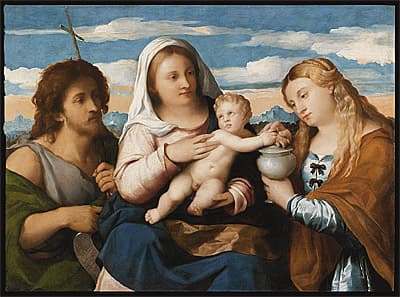 Jacopo PALMA il Vecchio | Madonna and Child with Saints John the Baptist and Mary Magdalene [Madonna col Bambino e i santi Giovanni Battista e Maddelena]