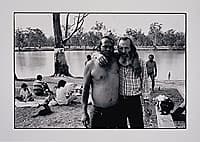 Michael RILEY Mark Morgan and Edward Urquhart on the bank of the Murray River, Robinvale, 1986, gelatin silver photograph, 25.0 x 34.6 cm, reproduced courtesy of the Michael Riley Foundation and VISCOPY, Australia