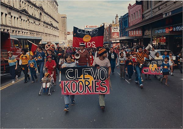 Michael RILEY | Clevo Koories at anti-James Hardie asbestos rally, Sydney, 1984