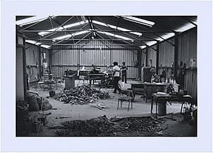 Michael RILEY | The Robinvale boomerang factory with Charlie, Kevin and Walter Pearce, 1988
