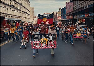 Michael RILEY | Clevo Koories at anti-James Hardie asbestos rally, Sydney, 1984