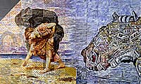 Imants TILLERS The Hyperborean and the Speluncar, 1986, oilstick, oil, synthetic polymer paint, 130 canvas boards, nos. 9389 - 9518, painting 279.4 (h) x 462.3 (w) cm, Cruthers Collection, Perth