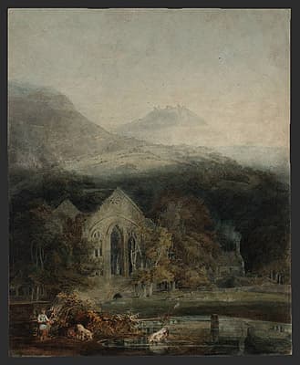 J M W TURNER | The ruins of Valle Crucis Abbey with Dinas Brân beyond