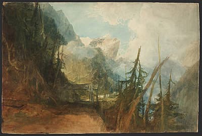 J M W TURNER | The St Gotthard Road between Amsteg and Wassen looking up the Reuss Valley