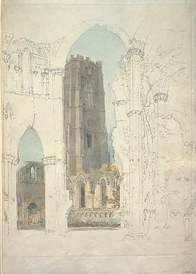 J M W TURNER | Fountains Abbey: Huby’s Tower from the south part of the Chapel of Nines