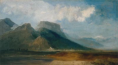 J M W TURNER | Grenoble seen from the River Drac with Mont Blanc in the distance