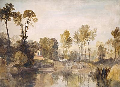 J M W TURNER | House beside the river, with trees and sheep